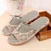 Zapatillas de algodón y lino estilo europeo para salón de belleza al por mayor, suela de tendón de res, zapatillas para el hogar para suelo de madera para parejas, verano, Cuatro Estaciones