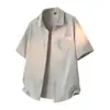 Nueva moda de verano lujo ligero estilo old money color liso lino transpirable simple para hombre cuello camisero manga corta casual