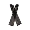Guantes Negros de Malla Fina al por Mayor Halloween Novia Vestido de Novia Cubierta de Manga para Vestido de Novia Longitud de Brazo Color Transparente