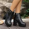 Botines de Mujer Doc Martens de Tacón Alto 2026 Otoño/Invierno Estilo Nuevo Suela Gruesa Estilo Británico Tacón Grueso Con Cordones Cremallera Lateral Botines Cortos Comercio Exterior