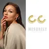 Brincos de Argola C com Textura Hexagonal, Estilo Retrô Europeu e Americano, Item Quente de Venda Transfronteiriça, Cor Preservada Patenteada, Marca Mesurely