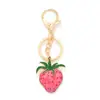 Llavero Colgante de Fresa con Goteo de Aceite Fresco Europeo y Americano Encanto Colgante de Fresa Frutal Lindo para Bolso