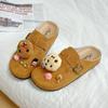 Lindas Chanclas Casuales de Dibujos Animados para Niñas Birkenstock Otoño e Invierno Shirley Rose Retro Calzado de Exterior Planos Chanclas de Punta Media