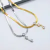 Cadena Hueso de Serpiente Estilo Europeo y Americano Colgante de Circonita Acero Inoxidable Collar de Gama Alta Versátil para el Día a Día Diseño de Nicho Joyería para Mujer Venta al por Mayor