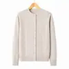 Cardigã de Tricô Gola Redonda Feminino 2026 Outono Novo Estilo Casaco Suéter Versátil Slim Fit Top