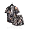 Conjunto de camisa floral de manga corta y shorts para hombre, atuendo casual y elegante de dos piezas para vacaciones en la playa junto al mar, top holgado