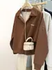 Sudadera Polo de Manga Larga para Mujer, Estilo Americano, Tiro Real, Cuello en V, Delgada, Holgada, Casual, Estilo Coreano, para Principios de Primavera y Otoño