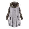 Amazon Ebay Venta Caliente Transfronteriza 2024 Otoño e Invierno Popular Botón Manga Larga Estampado de Leopardo Empalmado Chaqueta de Felpa con Capucha para Mujer