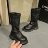 Dr. para Niñas. Botas de Algodón Nuevas para Otoño/Invierno 2026 Martens Estilo Británico Elegante para Niños Medianos y Mayores Botas Largas para Niñas Botas de Cuero de Suela Suave
