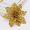 Transfronterizo Nuevo 15cm Flor en Polvo Polvo Pegajoso Flor Recortada Guirnalda de Árbol de Navidad Decoración de Ratán