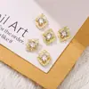 Celebridad de Internet Popular Buccellati Arte de Uñas Joyería Diamante Esmeralda Trébol de Cuatro Hojas Adorno de Diamante para Uñas Verde Oscuro Estilo Palacio Retro
