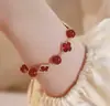 Pulsera de Trébol de Cuatro Hojas 2025 Nueva para Mujer, Diseño de Nicho de la Suerte, Crisoprasa Blanca Imitación, Pulsera de Transferencia Simple