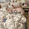 Juego de ropa de cama de Clase A de cuatro piezas, algodón puro, sábana de algodón lavado, funda de edredón, juego de tres piezas para dormitorio de estudiante
