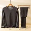 Ropa interior térmica de otoño/invierno para hombre y mujer, forrada de polar, engrosada, seda de cachemira, traje de pareja, terciopelo, calefacción, ropa interior, ropa y pantalones de otoño