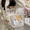 Bolsa Mensageiro Bidimensional Grande Capacidade Versátil Simples Estilo Universitário para Mulheres Bolsa de Ombro com Barra Transparente Bolsa Cruzada para Dor