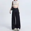 Jeans Retro de Cintura Alta Pierna Ancha Azul Oscuro para Mujer Otoño Nuevo Versátiles Sueltos Ajustados Modernos Pantalones Largos hasta el Suelo