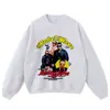 Sudadera con Capucha de Algodón Puro Floral con Estampado de Celebridad, Cuello Redondo, Sudadera Holgada Oversize Estilo Vintage para Hombres y Mujeres
