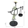 Candelabro de Hierro Vintage Adorno Pequeño Creativo para el Hogar Estilo Europeo Romántico Portavelas Accesorio de Sombrero de Paja Pastoral Decoración de Mesa