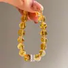 Pulsera Personalizada de Citrino Natural para Mujer, Lujo Accesible y Pulsera de Cuentas Amarillas Asai de Alta Gama para Transferencia de Fortuna al por Mayor