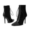 35-41 Botas de Cuero para Mujer de Otoño e Invierno, Botines de Punta Baja, Ligeros, Antideslizantes, Botas para Mujer de Talla Grande Transfronterizas, Botas Martin de Tacón Alto para Mujer
