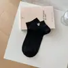 Calcetines Tobilleros Lindos Bordados de Oso de Dibujos Animados para Primavera y Verano Estilo Escolar Japonés Color Sólido Malla Transpirable Delgados Cortos