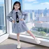 Vestido camisero de rayas para niña, nuevo estilo de primavera, elegante vestido de princesa para niños, vestido de manga larga moderno y dulce para niñas pequeñas