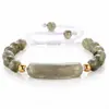 Pulsera de cuentas de piedra natural ojo de tigre y amatista, superventas transfronteriza europea y americana, con colgante largo de moda y correa de muñeca ajustable, venta al por mayor