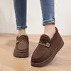 Sapatos de Inverno Personalizados para Cruzar Fronteiras, Slip-on Quentinhos, com Adição de Lã e Solas Espessas Antiderrapantes para Mulheres, Sapatos de Mãe Fashion e Versáteis