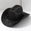 Chapéus de Cowboy Ocidentais para Homens e Mulheres Estilo Y2K Chapéus Lisos Brilhantes de Feltro Escovado para Festivais de Música e Festas