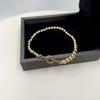 Pulseira europeia e americana nova de aço inoxidável 18K elástica ouro pulseira de contas de aço pulseira geométrica de aço inoxidável para mulheres joias