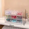 Caja de almacenamiento transparente con compartimentos múltiples para cuentas, organizador de escritorio tipo cajón para joyería, accesorios para el cabello y lentes de contacto, almacenamiento en compartimentos de plástico