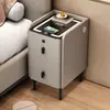 Mesa de cabeceira inteligente ultra-estreita, madeira maciça, multifuncional, pequena, simples, moderna, armário de cabeceira multifuncional com carregamento sem fio