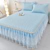 Colchón de Látex Natural Tailandés Juego de Tres Piezas Falda de Cama Antideslizante Grueso Lavable a Máquina Seda de Hielo Colchón Suave Plegable