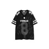 Camiseta de Manga Curta Estilo Americano para Homens e Mulheres, Novo Estilo de Verão, Gola V, Números Furados a Quente, Solta, Versátil, Casual, Top Camisa Esportiva