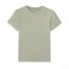 Gola Redonda [Liocel Tencel + Lã Merino] Camiseta Casual Feminina de Alta Qualidade Slim Fit Manga Curta