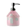 Casa Rosa Linda Forma Cerámica Baño Botella Baño Gel Antibacterial Estilo Europeo Cerámica Alivio Pintado a Mano Botella