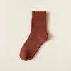 Meias de Plush Grossas e Quentes para Mulheres, Outono/Inverno Cor Sólida Simples Meias de Terry com Fundo de Toalha Meia-Calça Média