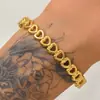 Venda Quente Transfronteiriça Impermeável Resistente ao Desbotamento Aço Titânio Conjunto de Pulseiras de Flor Levemente Luxuoso High-End Moda Versátil Banhado a Ouro 18K