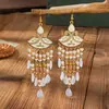 Pendientes Antiguos de Abanico Bohemios para Mujer, Pendientes Geométricos de Acrílico con Cuentas Multicapa para Mujer, Pendientes Largos Vintage para Mujer