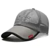 Gorra de Malla Transpirable para Hombre de Comercio Exterior Transfronterizo, Gorra Casual con Protección Solar con Bordado Personalizado de Etiqueta Roja Pequeña, Gorra de Béisbol