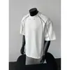 Camiseta Curta Desconstruída com Rebites Estilo Americano para Mulheres e Homens, Verão 2025 Solta Casual Estilosa Par de Camiseta Gola Redonda