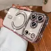 Capa Magnética Brilhante com Strass para iPhone Adequada para iPhone 18/17/16 Pro Max Anti-Queda 15 Capa Protetora