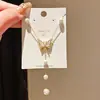 Corrente de Contas Dança da Borboleta~Colar Borboleta de Zircônia e Pérola de Luxo Leve Banhado a Ouro Real 18K Doce Versátil Nicho de Luxo