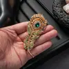 Broche de Pluma con Pedrería de Colores, Pin de Pluma Elegante Vintage, Joyería Estilo Medieval Occidental, Broche para Examen de Admisión a la Universidad