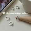 Pendientes coreanos de estilo ins, frescos y delicados, de plata de ley S925, exquisitos pendientes mini de graffiti floral, pequeños y elegantes con un temperamento suave