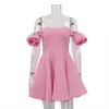 Ropa de Moda para Mujer para Exportación: Diseño de Patchwork Floral, Vestido Sexy de Línea A sin Espalda, Hombros Descubiertos, sin Tirantes