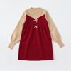 Vestido longo de lã para meninas 2025, nova primavera e outono, roupa infantil, vestido de princesa para meninas, saia combinando