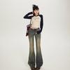 YC & Lavagem Vintage Nostálgica Spice Girls Calça Flare Cintura Baixa Outono/Inverno Jeans Stretch Slim Fit Feminino & Calça Longa