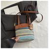 Exquisita Bolsa Tejida de Color Contrastante para Mujer, Bolso de Mano de Moda Tendencia Verano 2025, Bolso de Playa Estético Versátil Casual