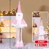 Nova Boneca de Natal em Pé Retrátil Velho de Listras Natalinas Boneco de Neve Boneca de Pernas Longas Decoração de Janela de Hotel